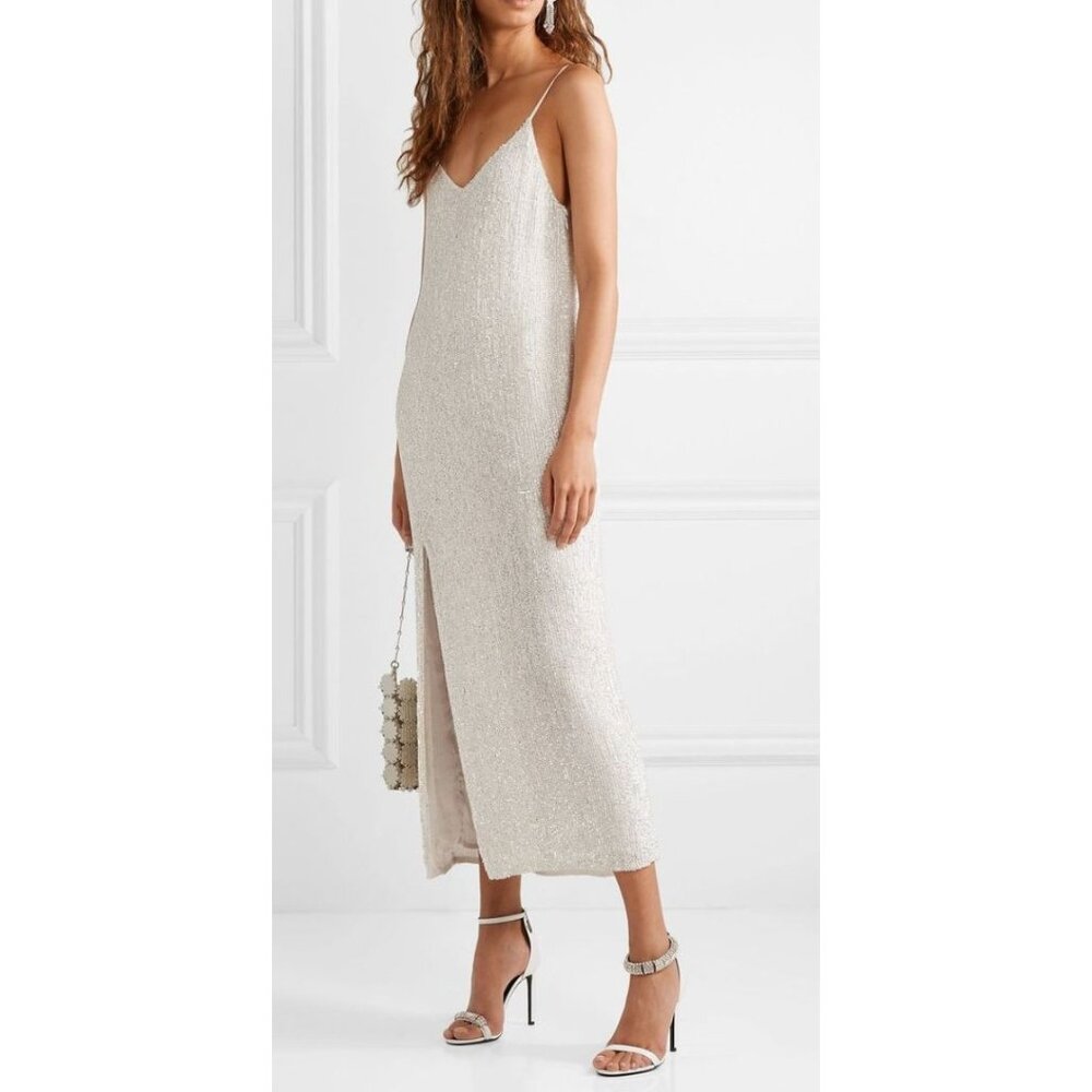 Retrofête Gold Sequin Slip Dress – XS • Metallic Evening Gown • Holiday / NYE - Picture 7 of 10